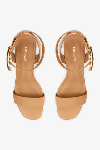 Sandália Plataforma Dolly Verona Low Couro Bege Sandal Larroudé