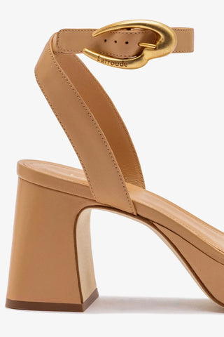 Sandália Plataforma Dolly Verona Low Couro Bege Sandal Larroudé