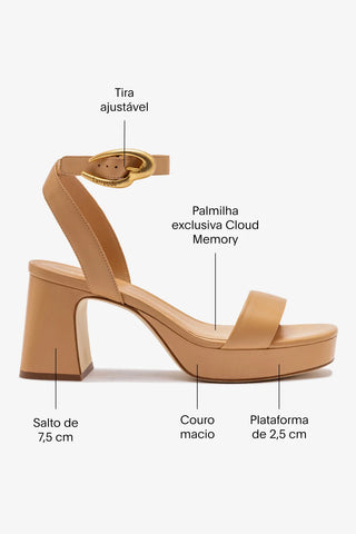 Sandália Plataforma Dolly Verona Low Couro Bege Sandal Larroudé