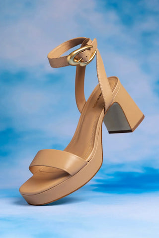 Sandália Plataforma Dolly Verona Low Couro Bege Sandal Larroudé