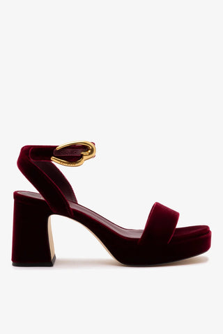 Sandália Dolly Verona Low Veludo Vinho Sandal Larroudé