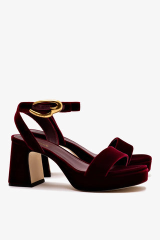 Sandália Dolly Verona Low Veludo Vinho Sandal Larroudé