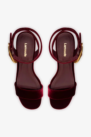 Sandália Dolly Verona Low Veludo Vinho Sandal Larroudé