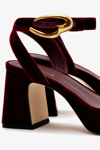 Sandália Dolly Verona Low Veludo Vinho Sandal Larroudé