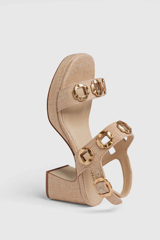 Sandália Milan Dolly Low Ráfia Bege Sandal Larroudé