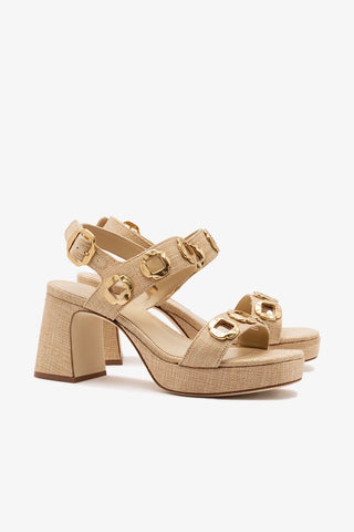 Sandália Milan Dolly Low Ráfia Bege Sandal Larroudé