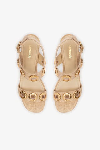 Sandália Milan Dolly Low Ráfia Bege Sandal Larroudé