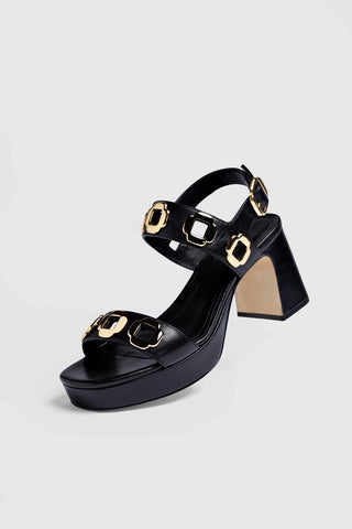Sandália Milan Dolly Low Couro Preto Sandal Larroudé