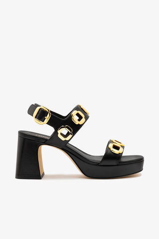 Sandália Milan Dolly Low Couro Preto Sandal Larroudé