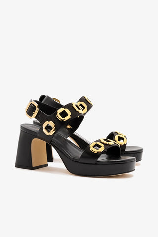 Sandália Milan Dolly Low Couro Preto Sandal Larroudé