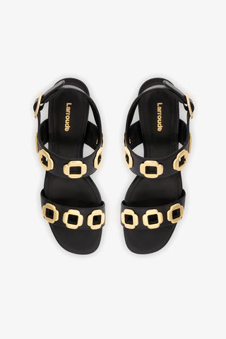 Sandália Milan Dolly Low Couro Preto Sandal Larroudé
