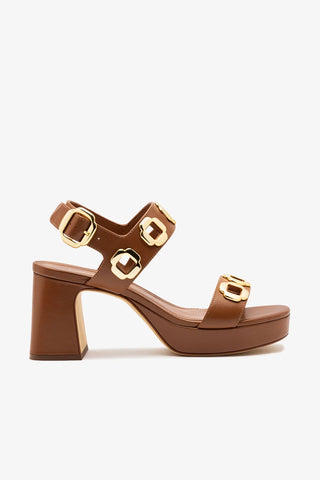 Sandália Milan Dolly Low Couro Caramelo Sandal Larroudé