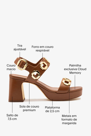 Sandália Milan Dolly Low Couro Caramelo Sandal Larroudé