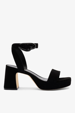 Sandália Dolly Verona Low Camurça Preto Sandal Larroudé