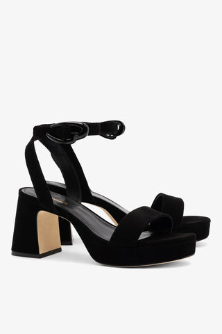 Sandália Dolly Verona Low Camurça Preto Sandal Larroudé