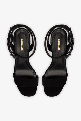 Sandália Dolly Verona Low Camurça Preto Sandal Larroudé