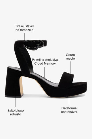 Sandália Dolly Verona Low Camurça Preto Sandal Larroudé