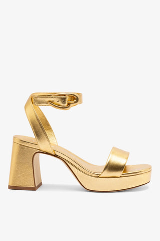 Sandália Dolly Verona Low Couro Dourado Sandal Larroudé