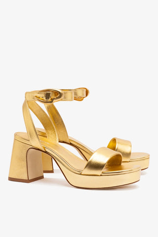 Sandália Dolly Verona Low Couro Dourado Sandal Larroudé