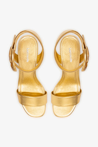 Sandália Dolly Verona Low Couro Dourado Sandal Larroudé