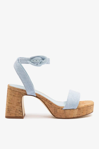 Sandália Dolly Verona Low Jeans Azul e Cortiça Sandal Larroudé
