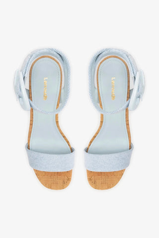 Sandália Dolly Verona Low Jeans Azul e Cortiça Sandal Larroudé