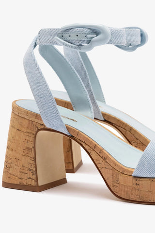 Sandália Dolly Verona Low Jeans Azul e Cortiça Sandal Larroudé