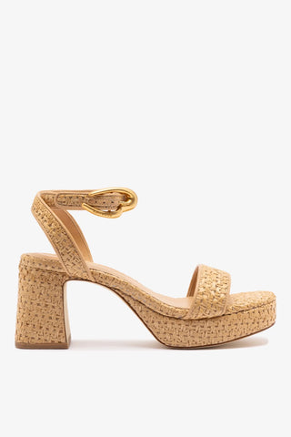 Sandália Dolly Verona Low Ráfia Natural e Couro Bege Sandal Larroudé