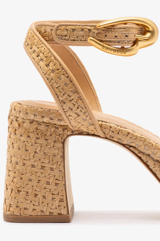 Sandália Dolly Verona Low Ráfia Natural e Couro Bege Sandal Larroudé