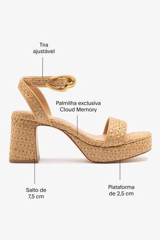 Sandália Dolly Verona Low Ráfia Natural e Couro Bege Sandal Larroudé