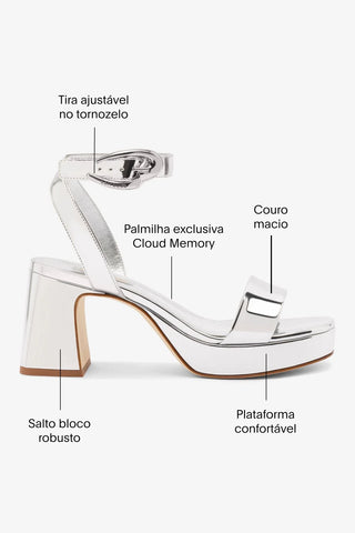 Sandália Dolly Verona Low Espelhado Prateado Sandal Larroudé