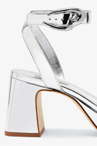 Sandália Dolly Verona Low Espelhado Prateado Sandal Larroudé