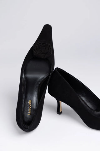 Scarpin Carine Low Camurça Preto Pump Larroudé