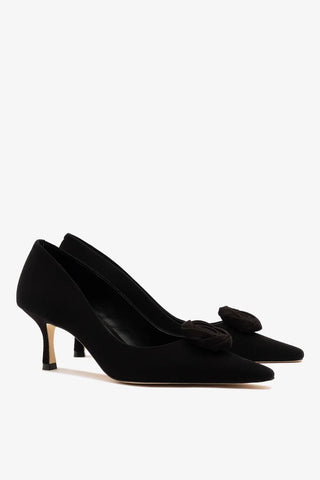 Scarpin Carine Low Camurça Preto Pump Larroudé