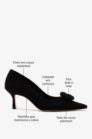 Scarpin Carine Low Camurça Preto Pump Larroudé