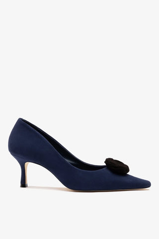 Scarpin Carine Low Camurça Azul Pump Larroudé