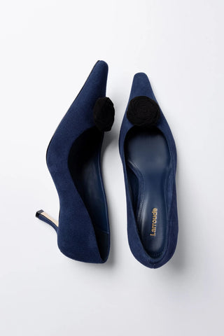 Scarpin Carine Low Camurça Azul Pump Larroudé