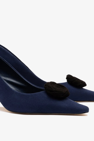 Scarpin Carine Low Camurça Azul Pump Larroudé