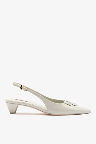 Slingback Kaitlan LL Low Couro Verniz Cinza Pump Larroudé