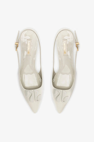 Slingback Kaitlan LL Low Couro Verniz Cinza Pump Larroudé