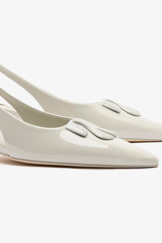 Slingback Kaitlan LL Low Couro Verniz Cinza Pump Larroudé