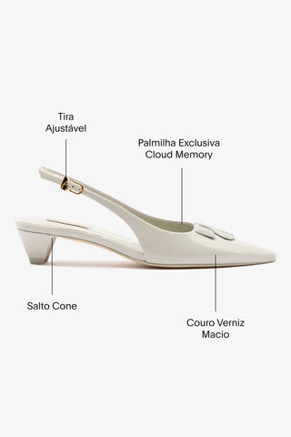 Slingback Kaitlan LL Low Couro Verniz Cinza Pump Larroudé
