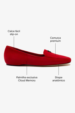 Larroudé x CPPXO: Mocassim Camurça Vermelho Loafer Larroudé x CPPXO