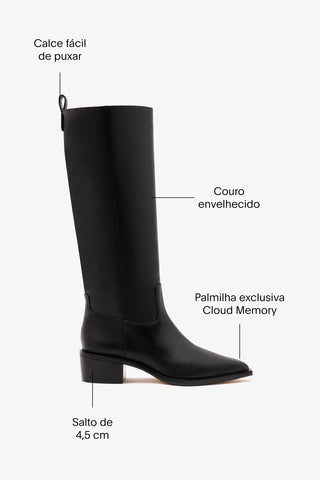 Bota Florencia Couro Preto Boot Larroudé