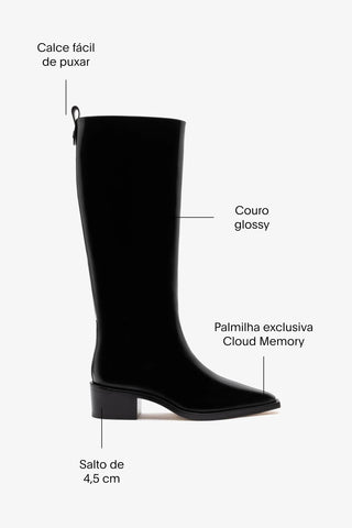 Bota Florencia Couro Preto Boot Larroudé