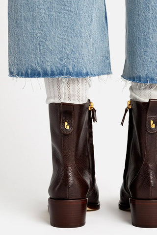 Bota Florencia Low Couro Marrom Boot Larroudé