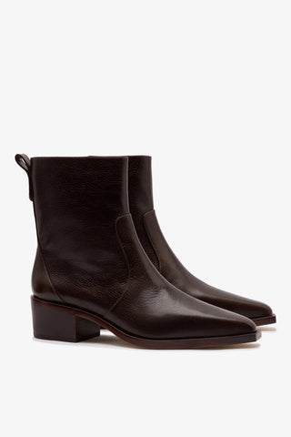 Bota Florencia Low Couro Marrom Boot Larroudé