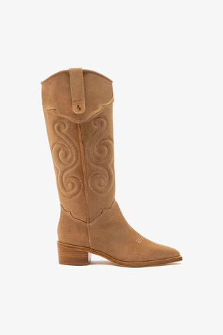 Bota Paloma Camurça Caramelo Boot Larroudé