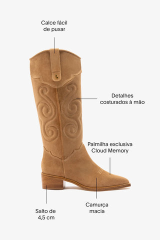 Bota Paloma Camurça Caramelo Boot Larroudé