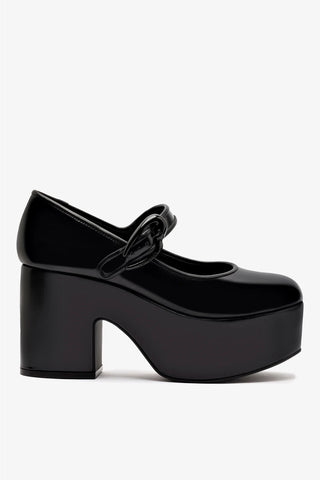 Scarpin Plataforma Verona Couro Preto Pump Larroudé